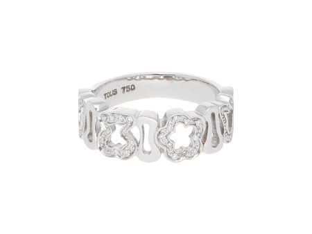 Anillo calado con diamantes firma Tous en oro blanco 18 kilates. Hot on Sale