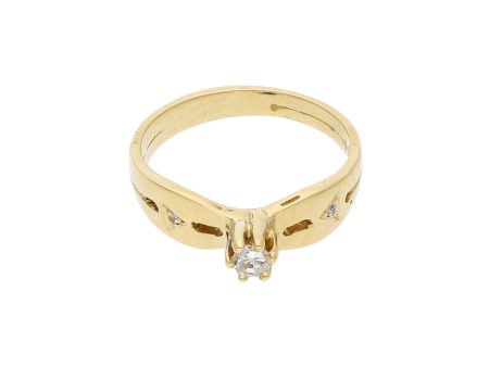 Anillo de compromiso con diamantes en oro amarillo 18 kilates. Hot on Sale