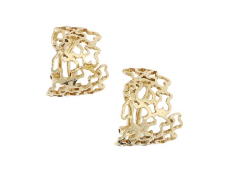 Aretes calados en oro amarillo 14 kilates. Online Hot Sale