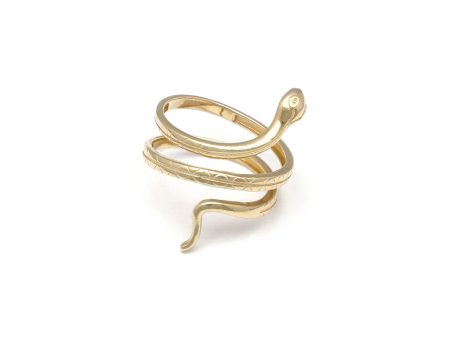 Anillo ondulado motivo serpiente en oro amarillo 14 kilates. Online now