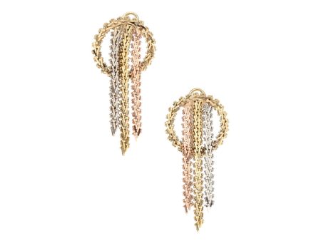 Aretes boleados en oro tres tonos 14 kilates. Online Sale