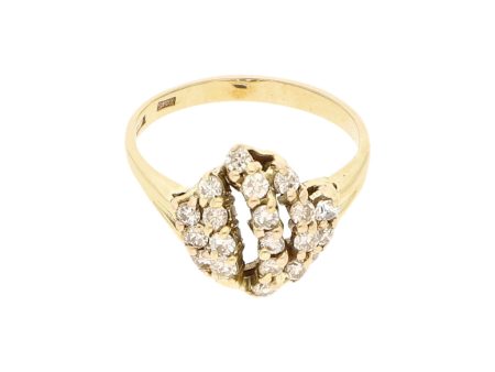 Anillo calado con diamantes en oro amarillo 14 kilates Hot on Sale