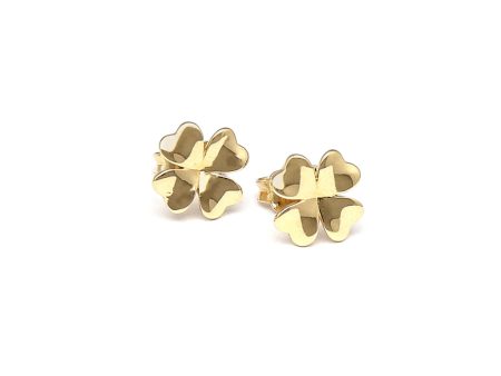 Aretes diseño especial motivo trébol en oro amarillo 14 kilates. Sale