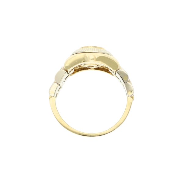 Anillo articulado con circonias en oro dos tonos 14 kilates. Discount