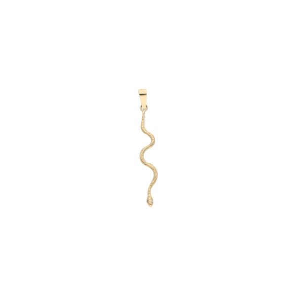 Dije labrado motivo serpiente con circonias en oro amarillo 14 kilates. Hot on Sale