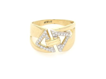 Anillo calado con circonias en oro amarillo 14 kilates. Discount