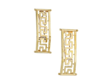 Aretes calados motivo grecas en oro amarillo 14 kilates. For Discount