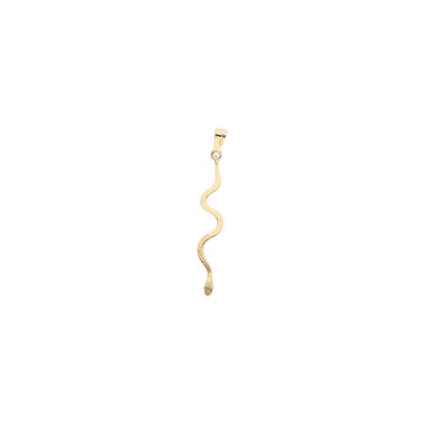 Dije labrado motivo serpiente con circonias en oro amarillo 14 kilates. Hot on Sale