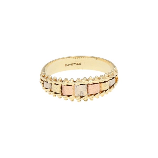 Anillo boleado en oro tres tonos 14 kilates. Online now