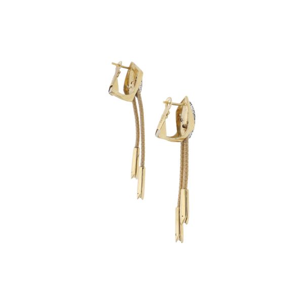 Aretes estilizados con sintéticos en oro dos tonos 14 kilates. Hot on Sale