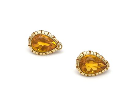 Aretes calados con citrinos en oro amarillo 14 kilates. Online