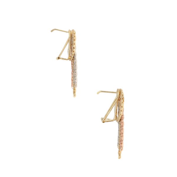 Aretes boleados en oro tres tonos 14 kilates. Online Sale