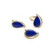 Juego de anillo y aretes calados con lapislazuli y sintéticos en oro amarillo 14 kilates. For Discount