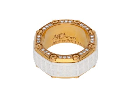 Argolla diseño especial motivo tornillos simulados firma Audemars Piguet con diamantes y caucho en oro amarillo 18 kilates. Discount