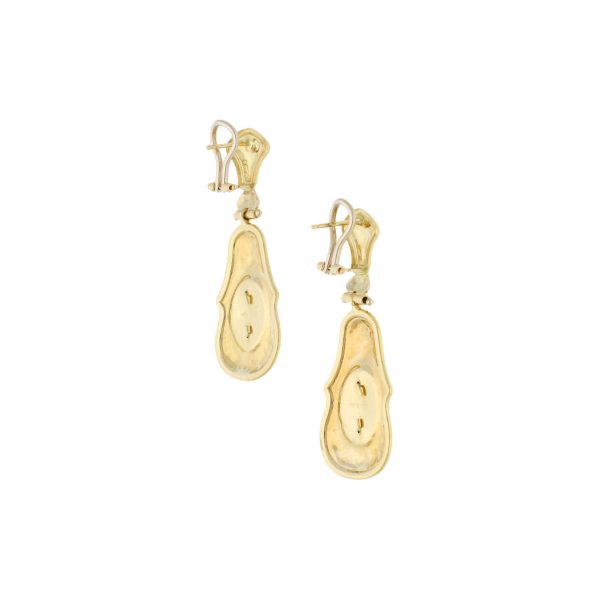 Aretes Articulados con colgantes motivo dama en oro amarillo 18 kilates. on Sale