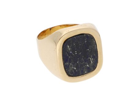 Anillo tipo sello con lapislazuli en oro amarillo 12 kilates. Online now