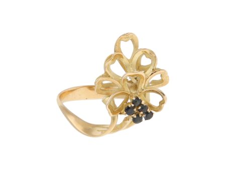 Anillo calado con zafiros en oro amarillo 18 kilates. Online