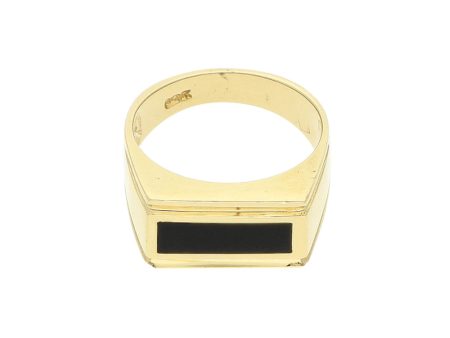 Anillo tipo sello con ónix en oro amarillo 14 kilates. For Discount