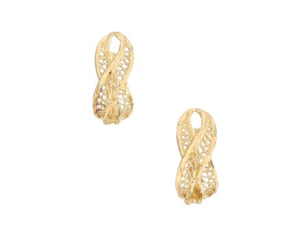 Aretes calados motivo infinito en oro amarillo 14 kilates. Online