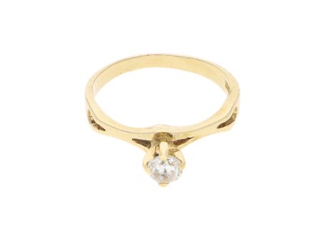 Anillo solitario con circonias en oro amarillo 14 kilates. For Cheap