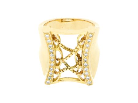 Anillo Calado con diamantes en oro 18 kilates. Fashion