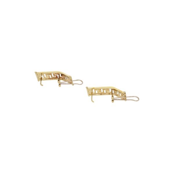 Aretes calados motivo grecas en oro amarillo 14 kilates. For Discount