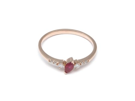 Anillo diseño especial con diamantes y rubí en oro rosa 14 kilates. Online