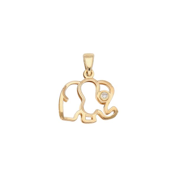 Dije diseño especial motivo elefante con circonia en oro amarillo 14 kilates. Online