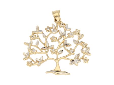 Dije calado platinado motivo árbol en oro amarillo 14 kilates. Online now