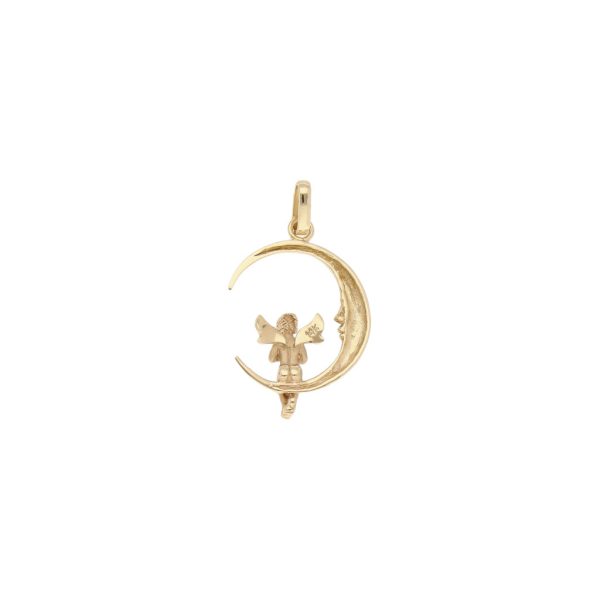 Dije diseño especial motivo ángel con circonia en oro amarillo 14 kilates. Online now