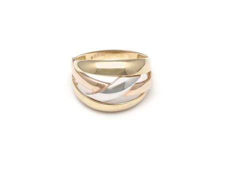 Anillo calado en oro tres tonos 14 kilates. Online