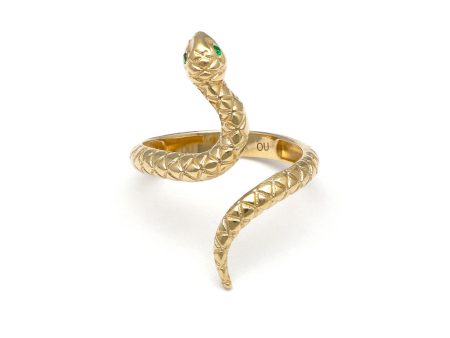 Anillo ondulado motivo serpiente con sintéticos en oro amarillo 14 kilates. Online