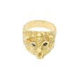 Anillo barroco motivo felino con zafiros en oro amarillo 18 kilates. Supply