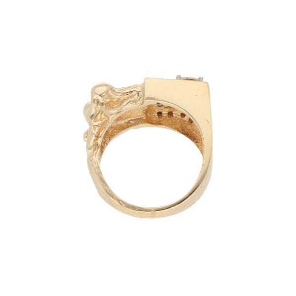 Anillo barroco con diamantes en oro amarillo 14 kilates. Online now