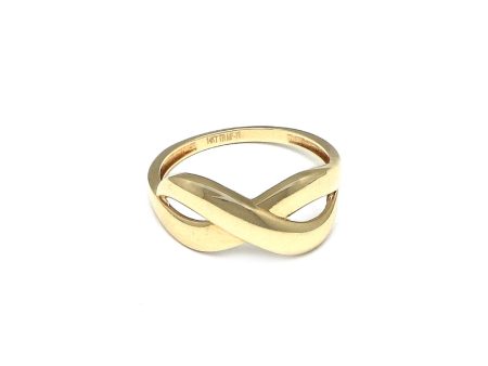 Anillo ondulado motivo infinito en oro amarillo 14 kilates. Sale