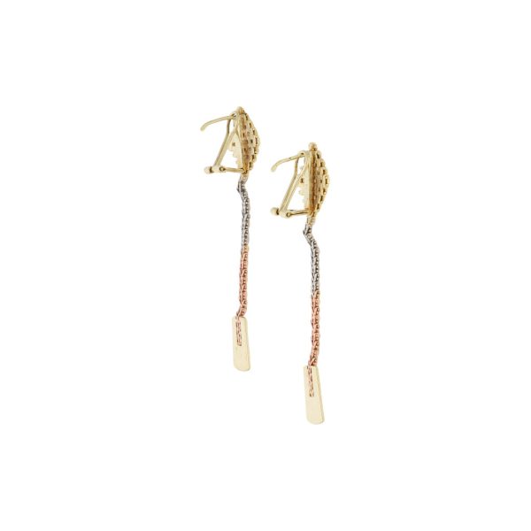 Aretes boleados con colgantes en oro tres tonos 14 kilates. For Discount