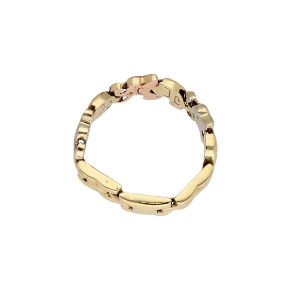 Anillo articulado motivo elefantes en oro tres tonos 14 kilates. Online Hot Sale