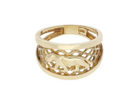 Anillo calado motivo pantera en oro amarillo 14 kilates. Online Hot Sale