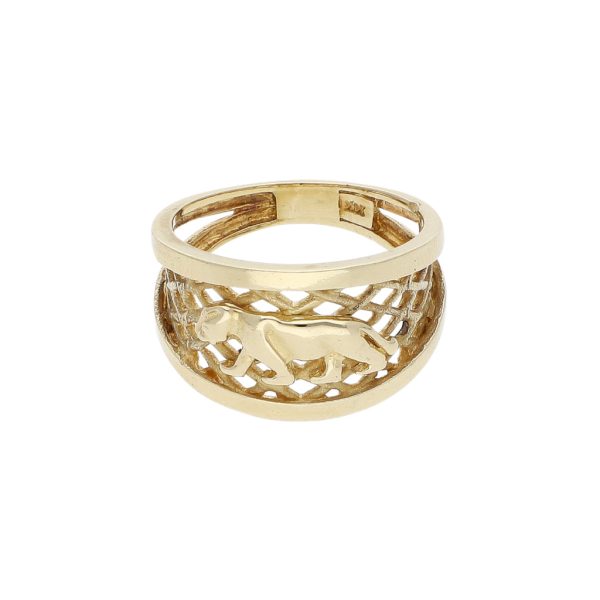 Anillo calado motivo pantera en oro amarillo 14 kilates. Online Hot Sale