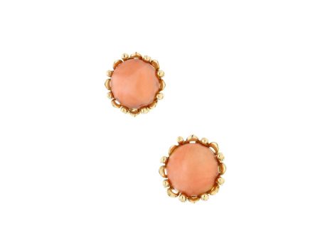 Aretes calados con coral en oro amarillo 14 kilates. Online