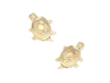 Broqueles huecos motivo tortuga en oro amarillo 14 kilates. Discount