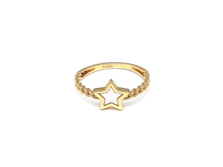 Anillo calado motivo estrella con madre perla en oro amarillo 14 kilates. Online Hot Sale