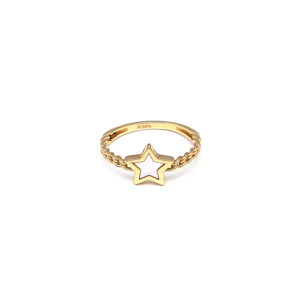 Anillo calado motivo estrella con madre perla en oro amarillo 14 kilates. Online Hot Sale