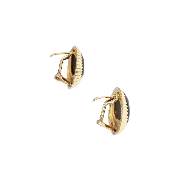 Aretes acanalados con sinteticos en oro amarillo 14 kilates. Online Sale