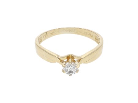 Anillo solitario con diamante en oro amarillo 14 kiltes. Supply