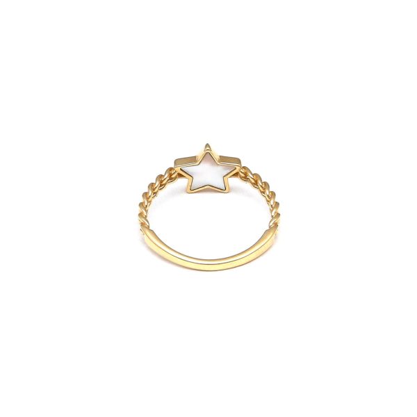 Anillo calado motivo estrella con madre perla en oro amarillo 14 kilates. Online Hot Sale