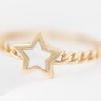 Anillo calado motivo estrella con madre perla en oro amarillo 14 kilates. Online Hot Sale