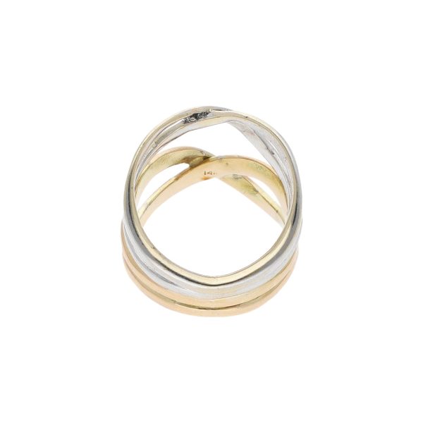 Anillo calado en oro dos tonos 14 kilates. Online Hot Sale