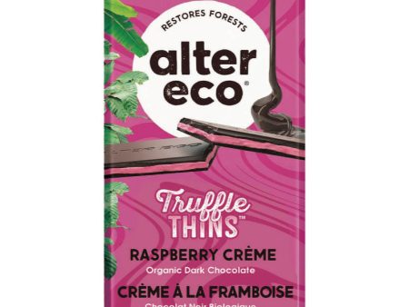 Alter Eco Truffle Thins Raspberry Creme Dark Chocolate Bar (84g) For Sale